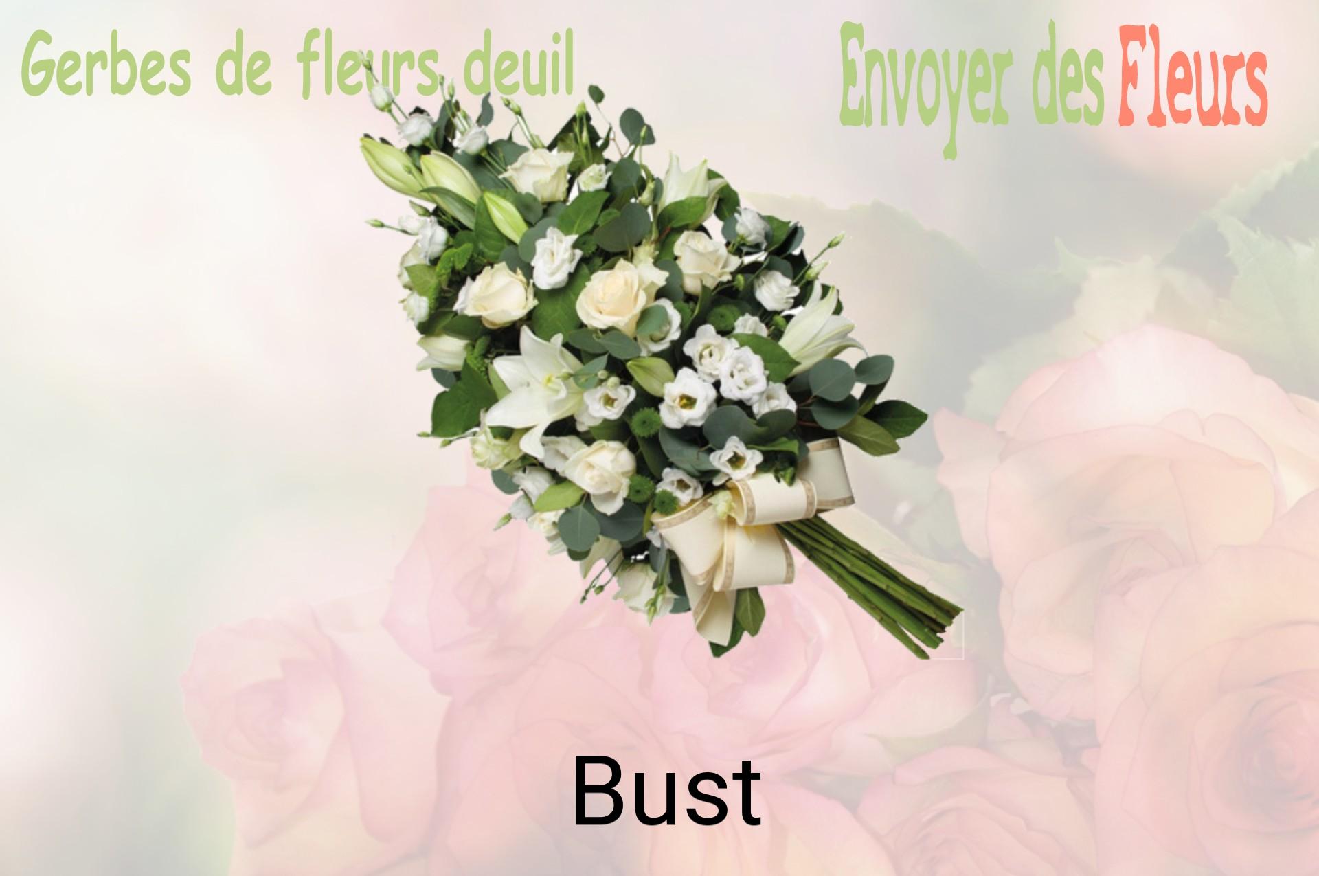 Gerbe de fleurs de deuil livrée à Bust
